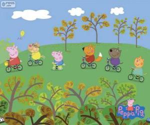 пазл Peppa Свинья и ее друзья на велосипеде
